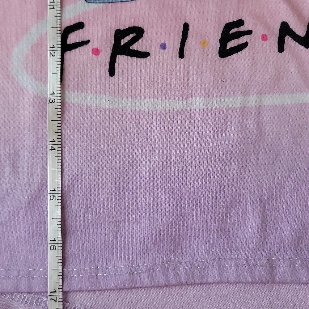 Friends Girls Pajama Top Short Sleeve Purple Pink Graphic Medium 7/8